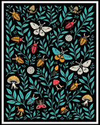 Black Beetle Butterfly Floral Rug