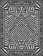 Black and White Abstract Geometric Maze Design Rug
