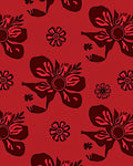 Dark Red Bold Floral Design Rug