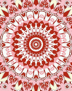 Red Pink Floral Mandala Style Rug