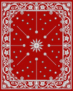 Red Floral Leaf Intricate Border Design Rug