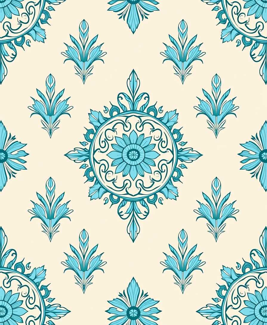 Elegant Floral Medallion Pattern Rug