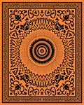 Bold Orange Black Sunburst Design Rug