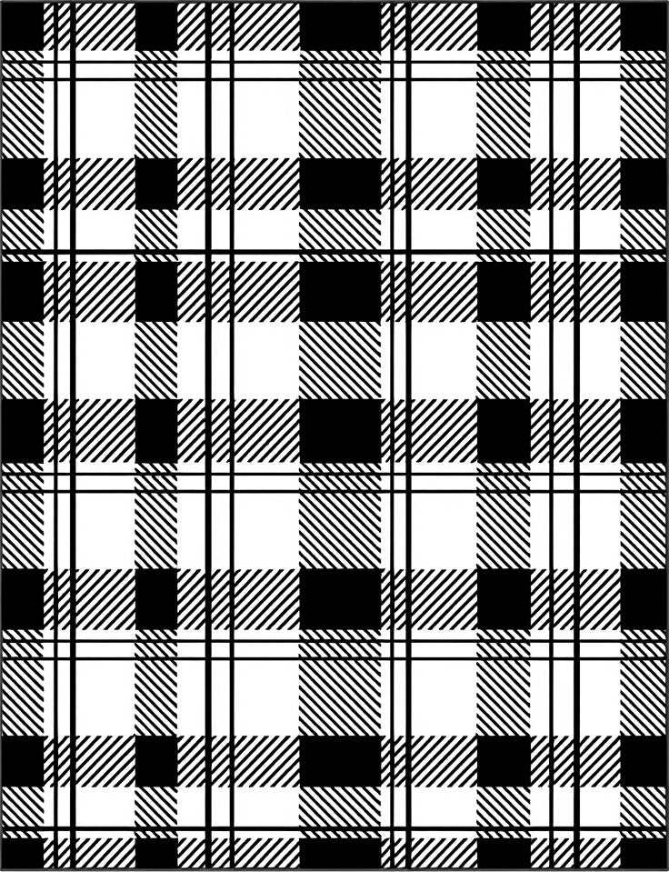 Classic Black White Plaid Check Rug