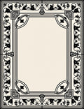 Ornate Black Floral Border Design Rug