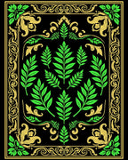 Ornate Green Gold Floral Motif Rug
