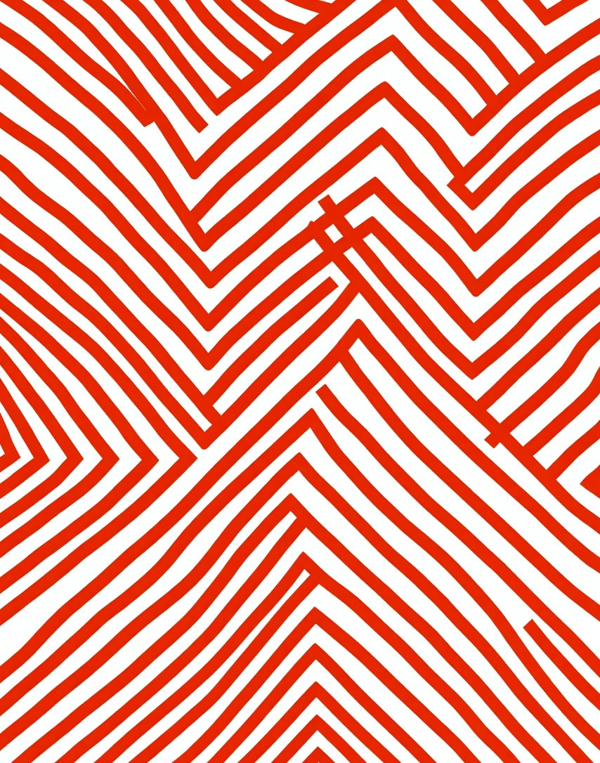 Bold Red Line Geometric Design Rug