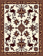 Ornate Deer Star Pattern Design Rug