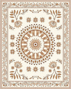 Floral Medallion Patterned Earthy Tones Rug