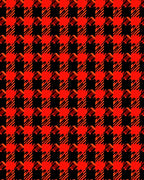 Bold Red Black Houndstooth Pattern Rug
