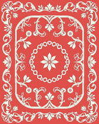 Elegant Red Floral Scrollwork Design Rug