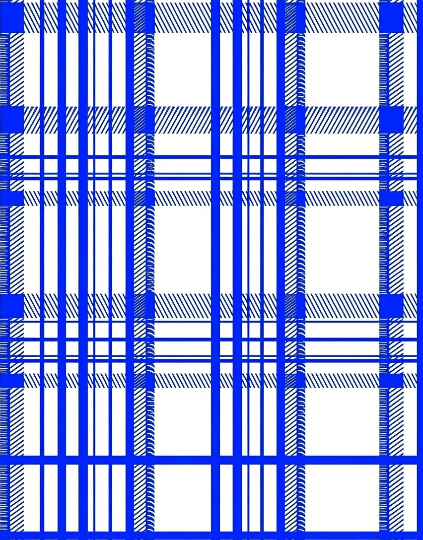 Blue White Classic Plaid Design Rug