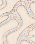 Abstract Swirls Ochre Blue Pattern Rug