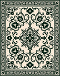 Ornate Dark Floral Scrollwork Pattern Rug