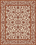 Intricate Floral Scrollwork Motif Rug