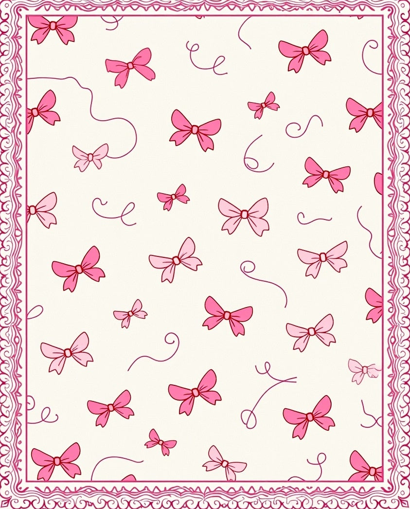 Pink Bows Swirls Pattern Rug