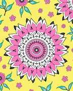 Bright Pink Mandala Flower Pattern Rug