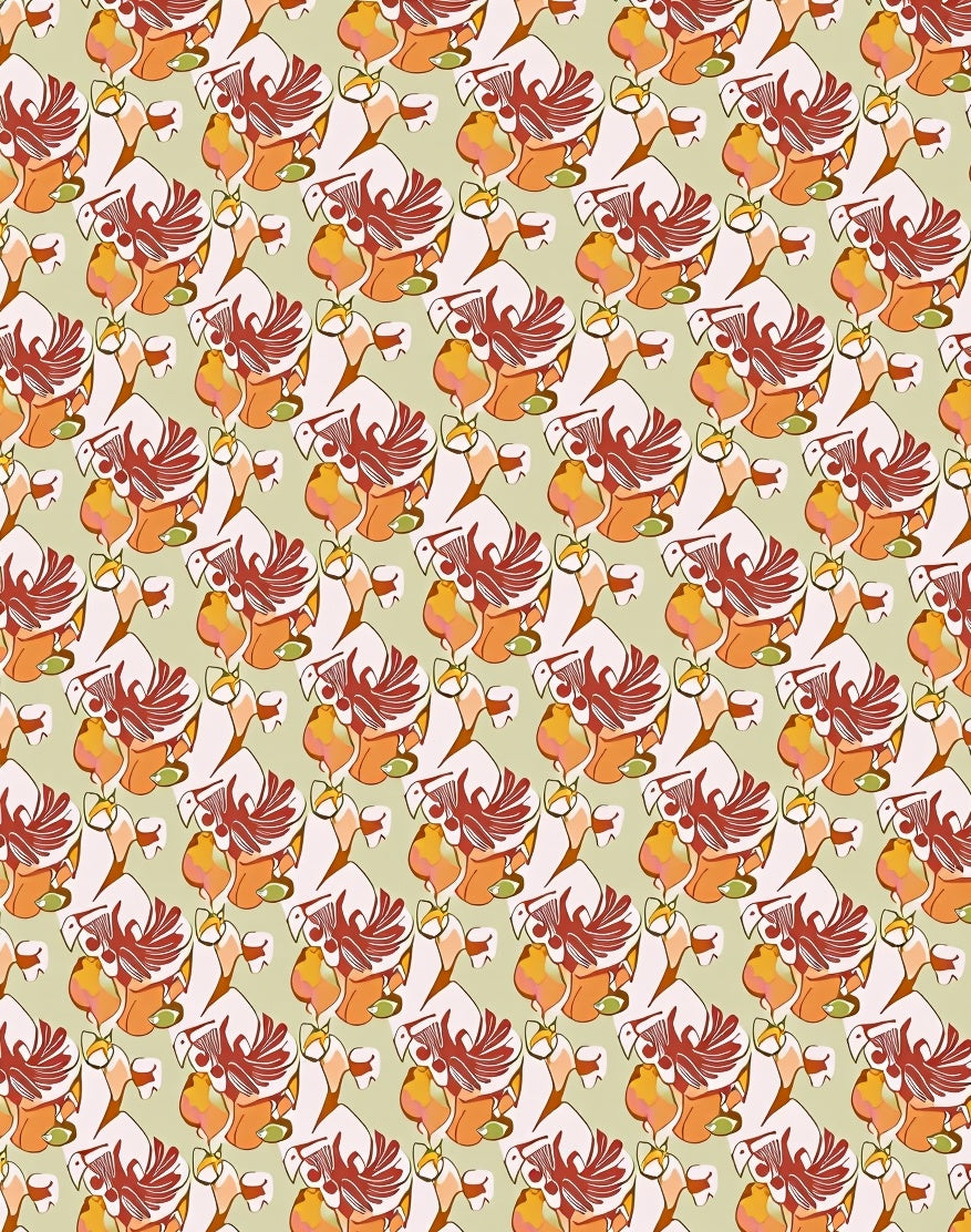 Whimsical Abstract Parrot Pattern Design Rug