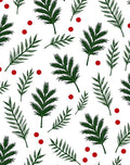 Evergreen Sprigs and Red Dot Pattern Rug