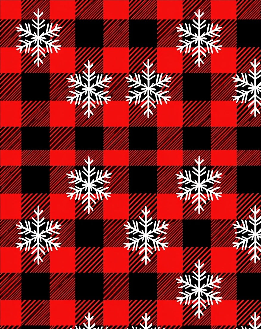 Red Black Buffalo Plaid Snowflake Pattern Rug