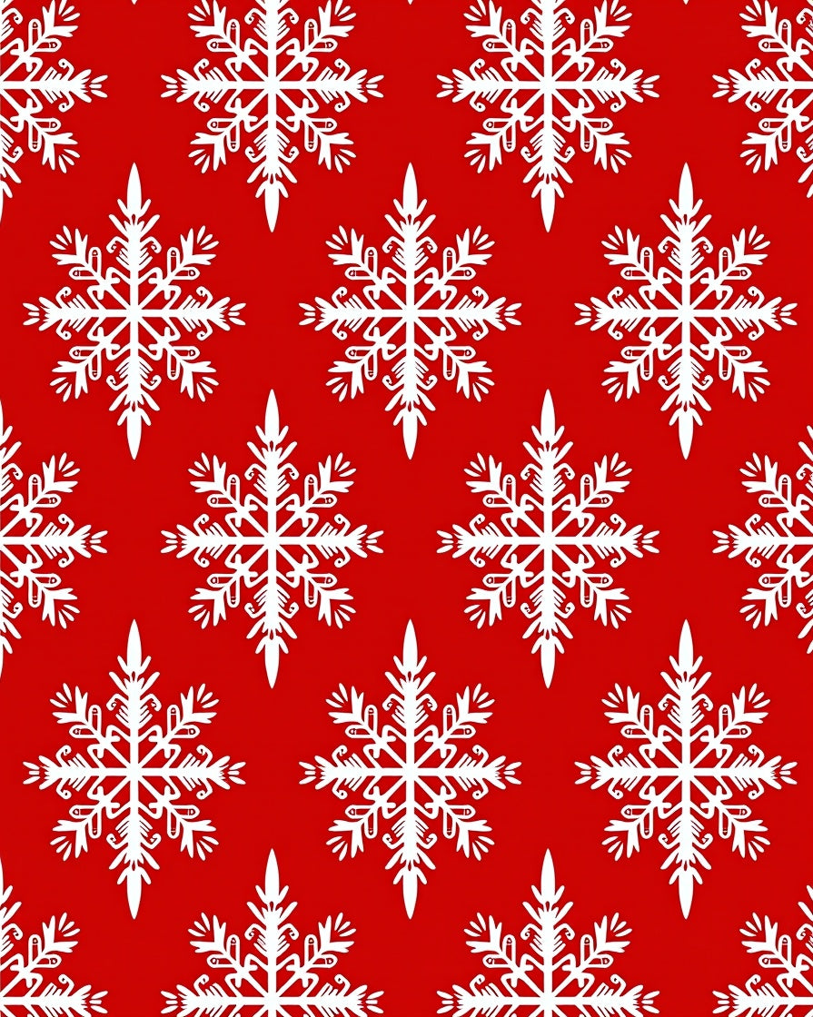 White Snowflakes On Red Surface Rug