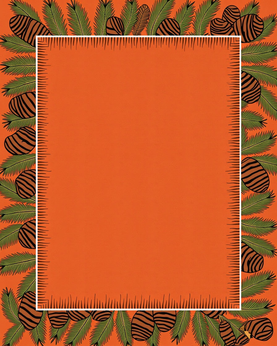Pinecone Pine Needle Border Design Rug