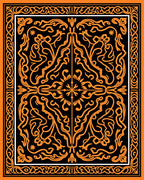 Intricate Orange Tribal Pattern Design Rug