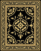 Elegant Black Gold Floral Scroll Rug