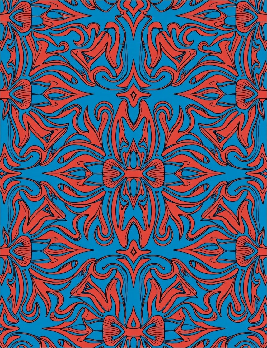 Blue Orange Abstract Swirl Pattern Rug