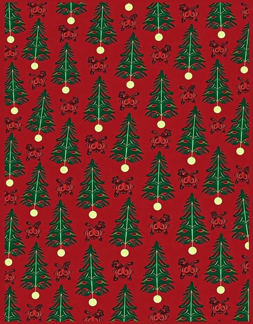 Christmas Tree Bow Pattern Rug