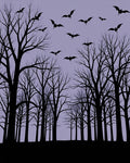 Spooky Forest Bats Silhouette Design Rug
