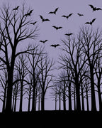 Spooky Forest Bats Silhouette Design Rug