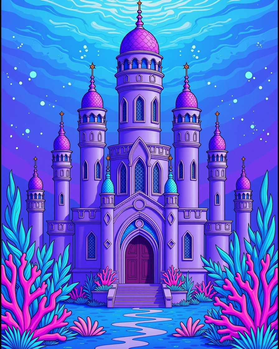Vivid Purple Castle Under the Sea Rug