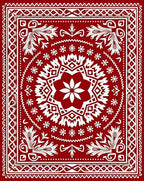 Rustic Red Floral Medallion Pattern Rug