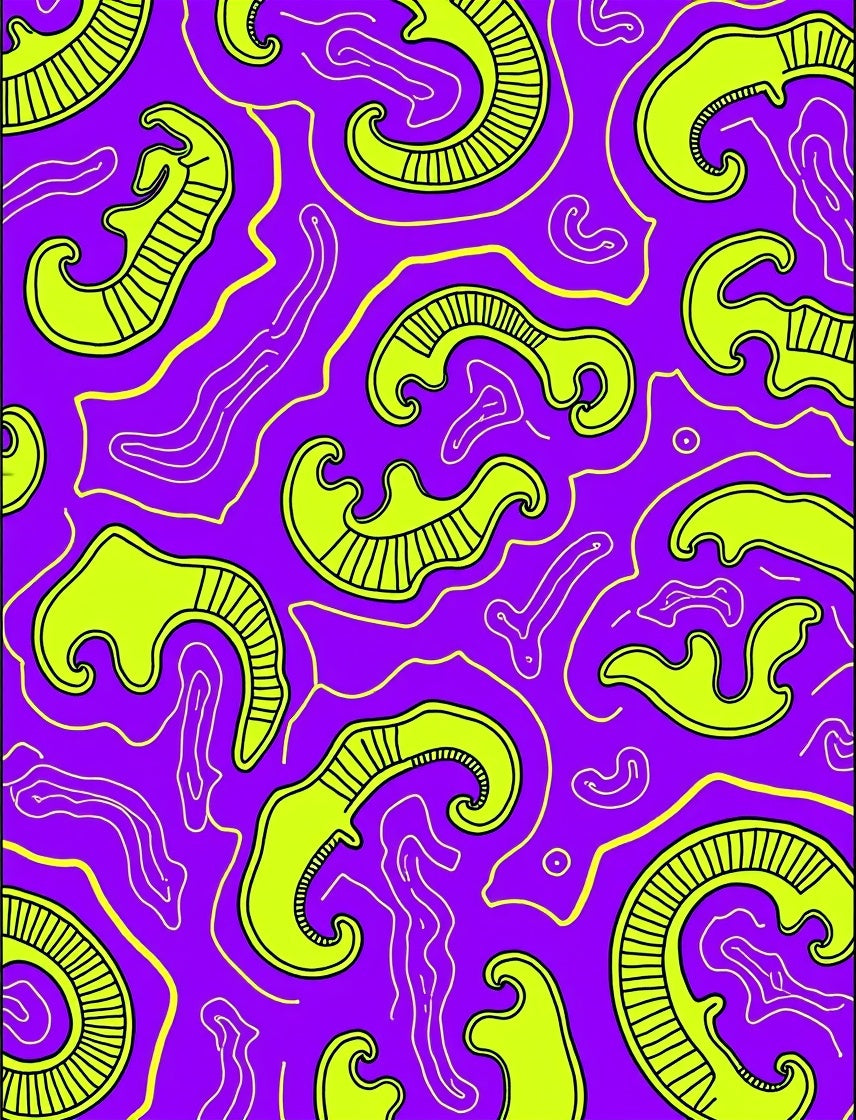 Vivid Yellow Curvy Abstract Pattern Rug