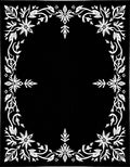 White Floral Vine Border Black Rug