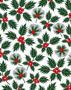Green Holly Red Berry Holiday Arrangement Rug