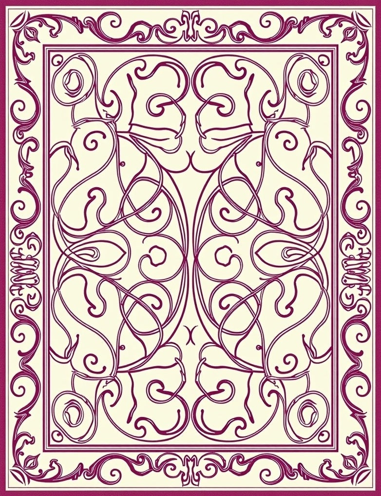 Ornate Magenta Swirl Pattern Rug