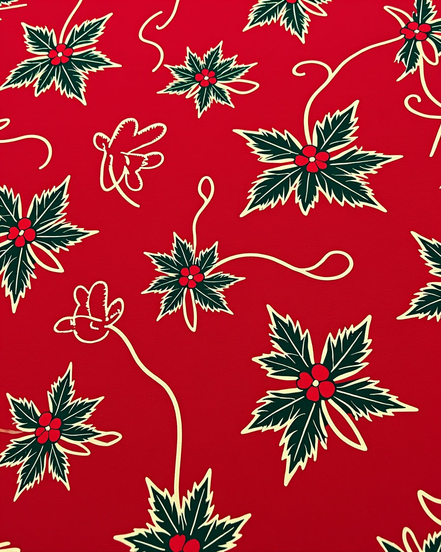Red Holly Festive Pattern Design Rug