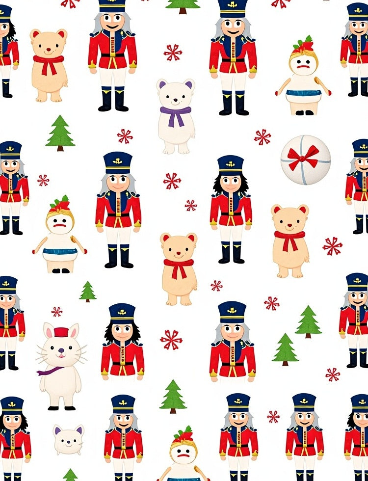 Nutcracker Bears Snowmen Pattern Rug