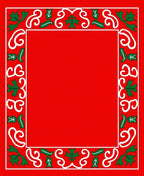 Festive Holly Leaf Swirls Border Design Rug