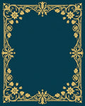 Gold Floral Ornament Design Border Rug