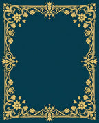 Gold Floral Ornament Design Border Rug