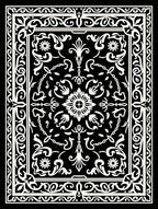 Intricate Black White Floral Motif Rug