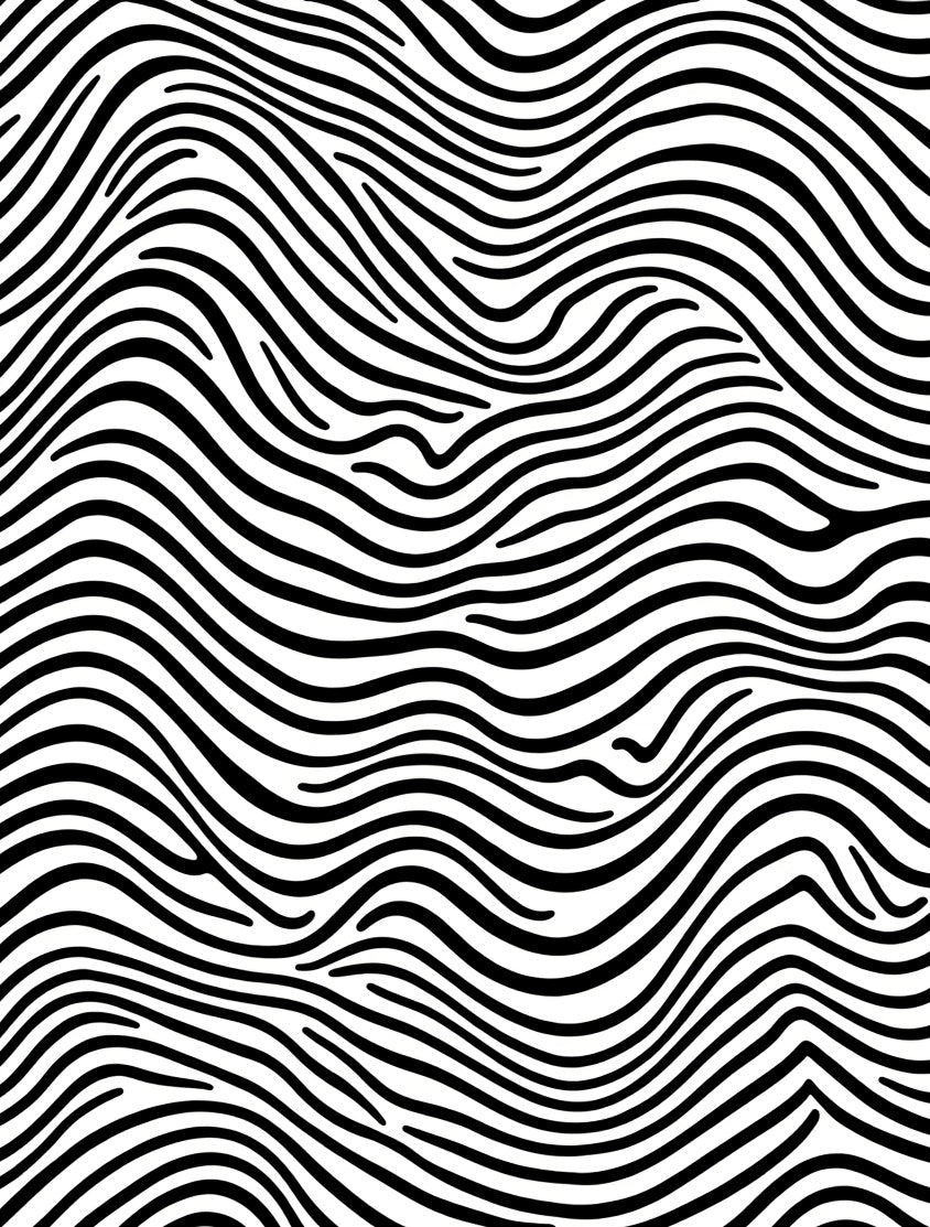 Bold Black White Wavy Stripes Rug