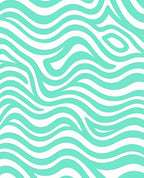 Abstract Aqua Wave Pattern Rug