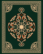 Emerald Green Sunburst Bordered Rug