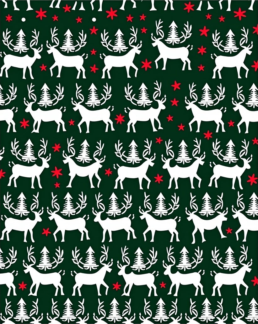 White Deer And Evergreen Forest Print Rug
