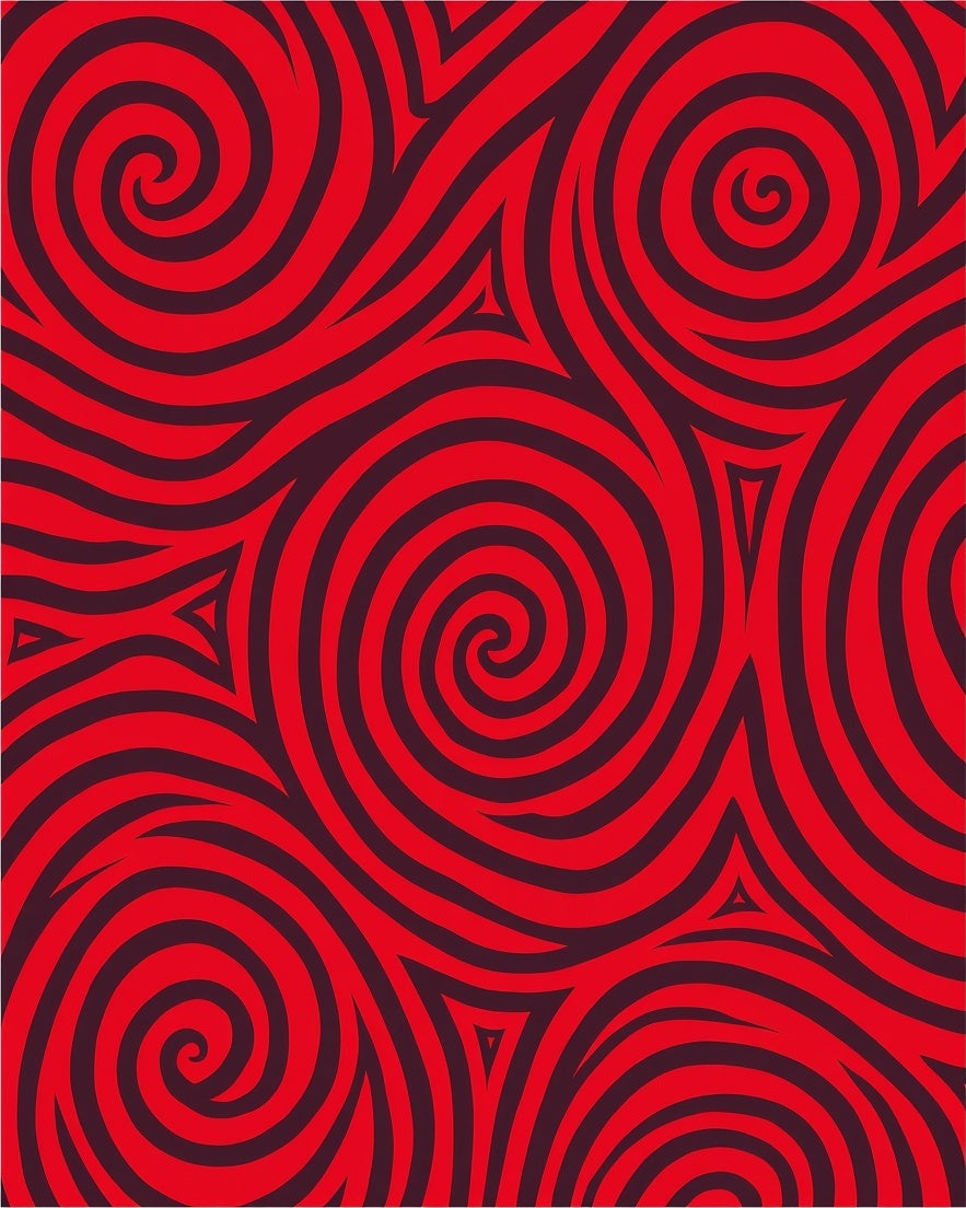 Bold Red Swirl Geometric Pattern Rug