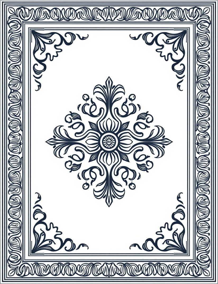Classic Floral Medallion Border Design Rug